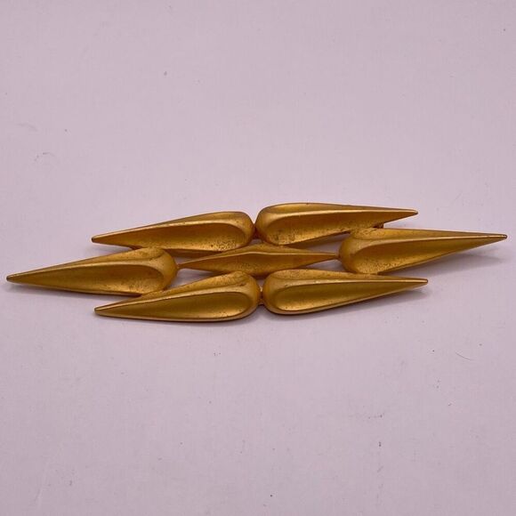 PARK LANE Modernistic Satin Matte Gold Tone Brooch Vintage 4” Wide - Picture 4 of 8